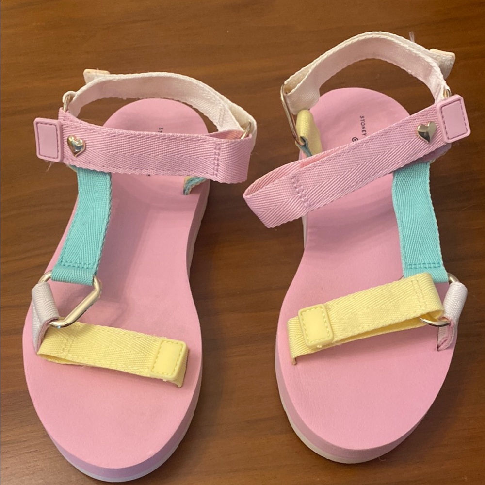 Pink and Yellow Sandals with Adjustable Straps